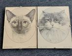 2 afbeeldingen katten siamees en pers, Gebruikt, Ophalen of Verzenden