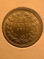 Mooi kwartje 1898 Wilhelmina, Postzegels en Munten, Verzenden, Zilver, 25 cent, Koningin Wilhelmina