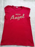 United Colors of Benetton, rood t-shirt, lichtgevend Angel, Ophalen of Verzenden, Zo goed als nieuw, Maat 36 (S), Rood
