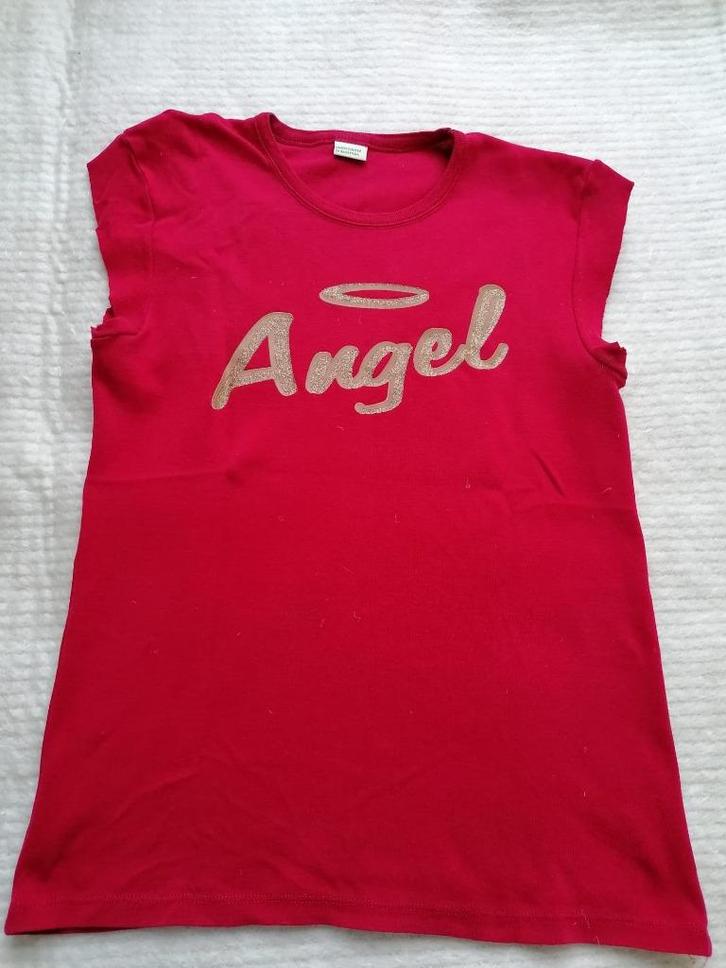 United Colors of Benetton, rood t-shirt, lichtgevend Angel, Kleding | Dames, T-shirts, Zo goed als nieuw, Maat 36 (S), Rood, Korte mouw