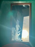 Vintage kleine rechthoek spiegel vogel reiger jaren 70 hout, Huis en Inrichting, Minder dan 50 cm, Gebruikt, Ophalen of Verzenden