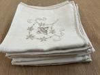 6 Linnen Servetten met Borduurwerk en Opengewerkte Rand, Ophalen of Verzenden, Zo goed als nieuw, Beige, Overige typen