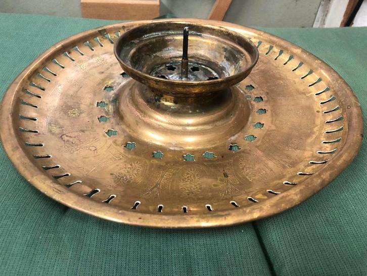 Antieke Koperen Kandelaar, Antiek en Kunst, Antiek | Kandelaars, Koper of Brons, Ophalen of Verzenden