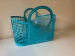 Retro vintage XL mand wasmand tas blauw plastic, Ophalen of Verzenden, Blauw