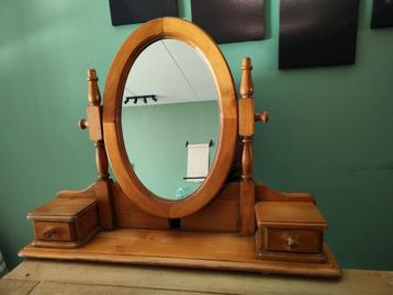 Oud Grenen Kaptafel Opzetstuk met Spiegel beschikbaar voor biedingen