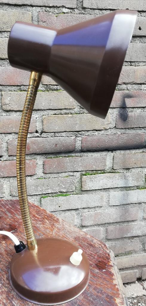 Tafellamp. Flex neck. Vintage. Metaal. 30 cm., Huis en Inrichting, Lampen | Tafellampen, Zo goed als nieuw, Minder dan 50 cm, Metaal