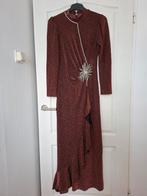 Elegante avondjurk met glitterdetails, Maat 38/40 (M), Bruin, Ophalen of Verzenden, Zo goed als nieuw