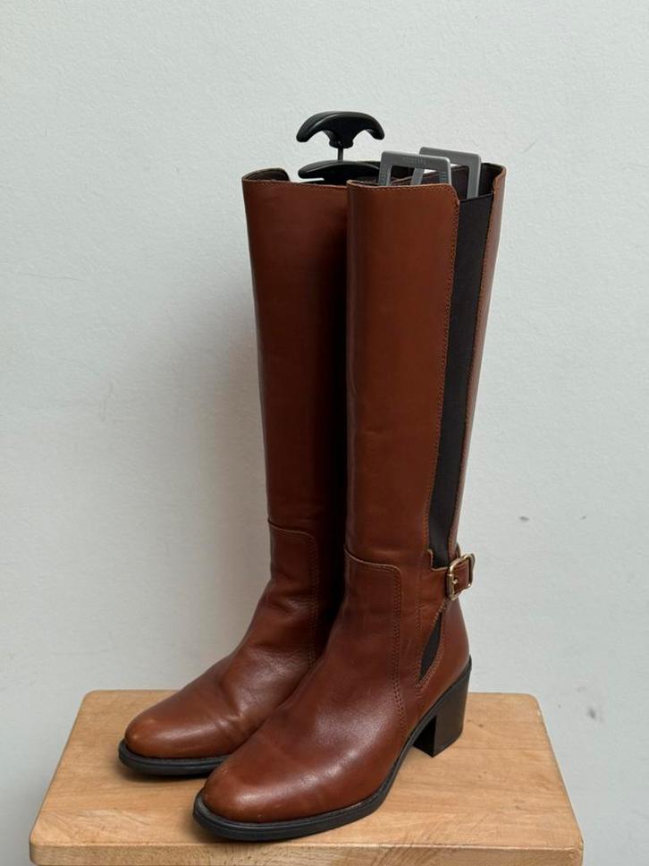 Alpe laarzen – bruin leer – maat 37 – met rits en stretch, Kleding | Dames, Schoenen, Zo goed als nieuw, Hoge laarzen, Bruin, Ophalen of Verzenden