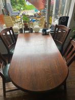 Eettafel + 4 stoelen eikenhout, Ophalen of Verzenden