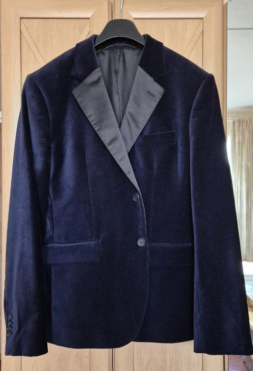Sissy Boy velvet/velours colbertje - donkerblauw/zwart Mt L, Kleding | Heren, Kostuums en Colberts, Zo goed als nieuw, Maat 52/54 (L)