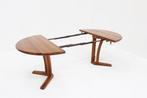 Vintage Dyrlund ronde uitschuifbare eettafel massief teak, Ophalen, Gebruikt, Rond, Vijf personen of meer