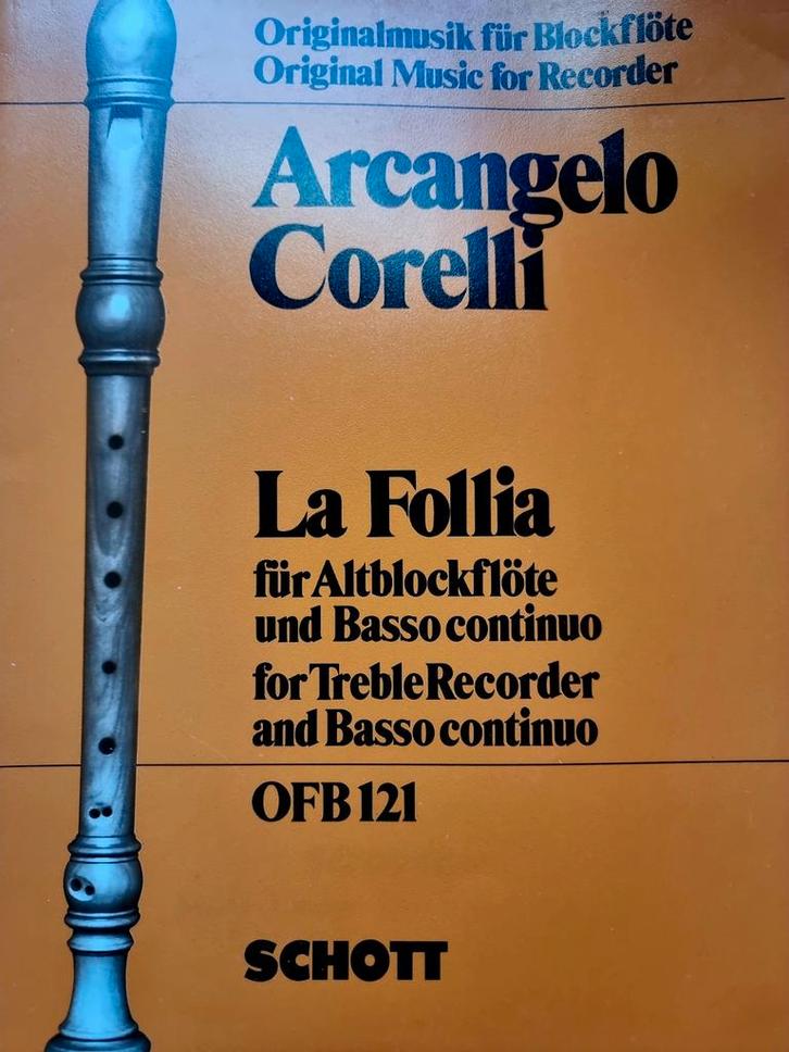 Corelli - La Follia - Partituur voor Altblokfluit en Basso C, Muziek en Instrumenten, Bladmuziek, Zo goed als nieuw, Artiest of Componist