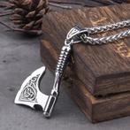 Viking bijl hanger met ketting, Nieuw, Overige materialen, Zilver, Overige voorstellingen