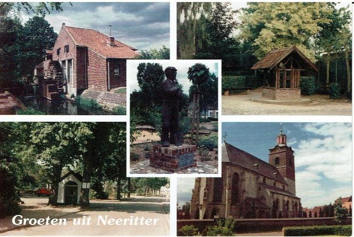 Ansichtkaart Neeritter, 5-luik, watermolen, waterput, kerk, Verzamelen, Ansichtkaarten | Nederland, Ongelopen, Limburg, 1980 tot heden