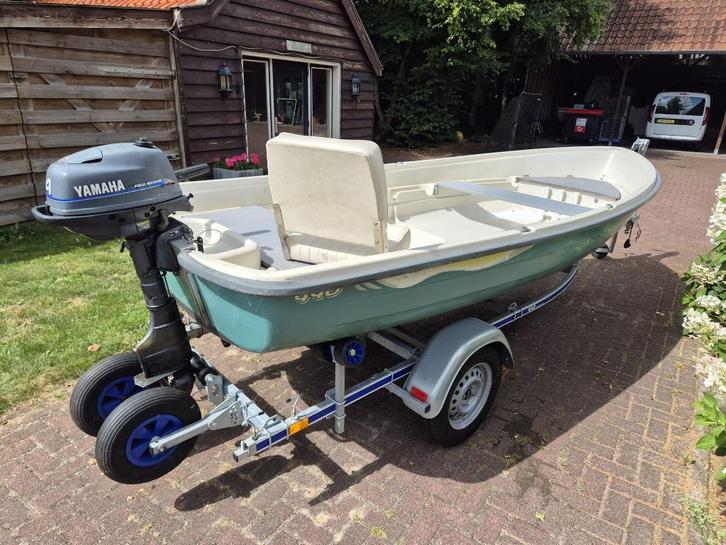 Terhi 440 met Yamaha 4pk viertakt, zonder trailer, Watersport en Boten, Vis- en Consoleboten, Gebruikt, Tot 10 pk, 3 tot 6 meter