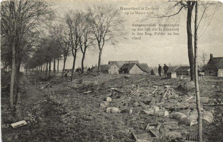 Watervloed in Zeeland op 12 Maart 1906 - ongelopen, Verzamelen, Ansichtkaarten | Nederland, Ongelopen, Zeeland, Voor 1920, Verzenden