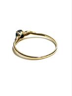 14k gouden ring met een saffier en diamanten, -, Ophalen of Verzenden, Zo goed als nieuw, Dame