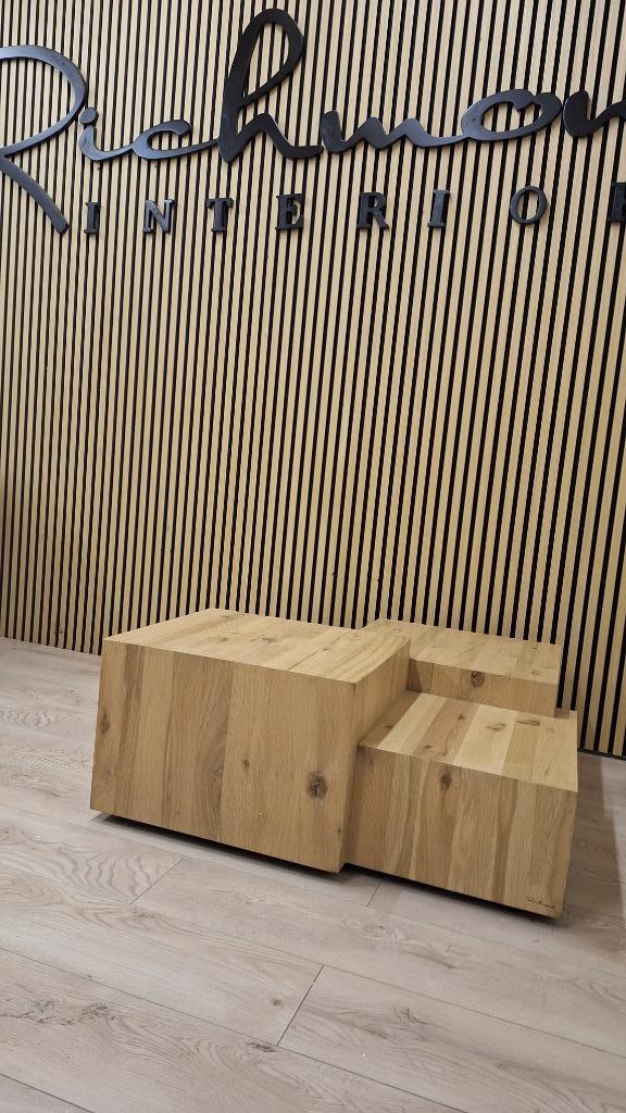 salontafel blok nature oak model Lennox *Richmond Interiors, Huis en Inrichting, Tafels | Salontafels, Nieuw, Minder dan 50 cm