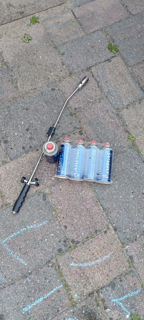Onkruidbrander + 5 gasflessen, Tuin en Terras, Onkruidbranders, Zo goed als nieuw, Ophalen of Verzenden