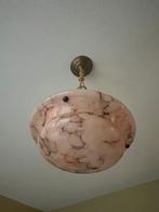 Art deco hanglamp jaren 30 en 40 roze, Ophalen of Verzenden, Zo goed als nieuw, Glas, 75 cm of meer