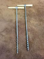 2x Antieke (slangen) handboren, lang 60 cm, Ophalen
