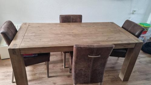 Acasia houten eetkamertafel inclusief stoelen, Huis en Inrichting, Complete eetkamers, Gebruikt, Ophalen