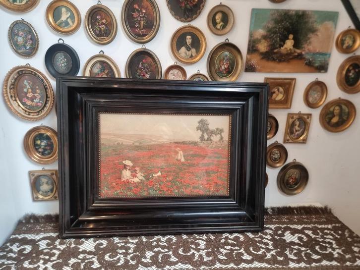 Oude dikke houten lijst prent kunsthandel gebroeders koch, Antiek en Kunst, Curiosa en Brocante, Ophalen