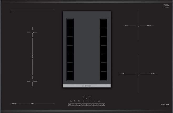 Bosch PVS895F25E inductieplaat met afzuiging - Nieuw glas!, Witgoed en Apparatuur, Kookplaten, Nieuw, Inbouw, Inductie, 4 kookzones