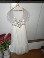 Witte trouwjurk met bloemen - Maat 3XL, Kleding | Dames, Jurken, Wit, Maat 46/48 (XL) of groter, Ophalen of Verzenden, Onder de knie
