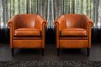 Clubbfauteuils in superdik schapenleer, Huis en Inrichting, Fauteuils, Ophalen, Nieuw, 75 tot 100 cm, Leer