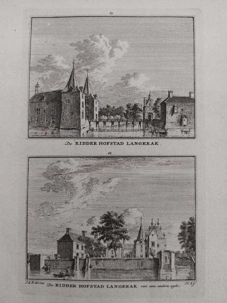 65-66  / Langerak Kopergravure 1773, Antiek en Kunst, Kunst | Etsen en Gravures, Ophalen of Verzenden
