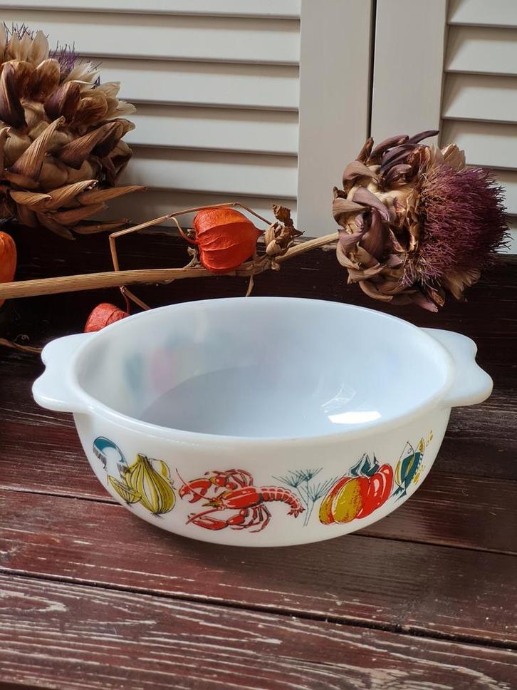 Zeldzame JAJ Pyrex Lobster Ovenschaal, 1962-1965, Huis en Inrichting, Woonaccessoires | Schalen en Manden, Rond, Ophalen of Verzenden