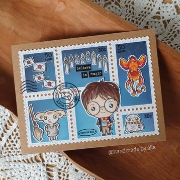 Handgemaakte postzegelkaarten beschikbaar voor biedingen