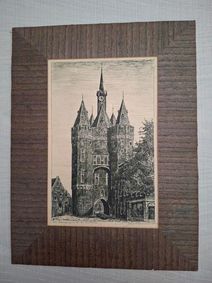 Sassenpoort Zwolle door Jan F. Pannebakker, Antiek en Kunst, Antiek | Overige Antiek, Ophalen of Verzenden