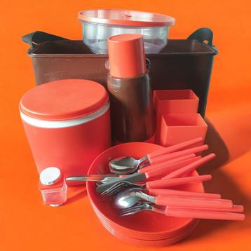 Retro picknickset Safari Style oranje bruin  25 delig 20-06 beschikbaar voor biedingen