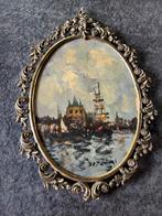Acryl leuk klein schilderij met koperen lijst, Antiek en Kunst, Kunst | Schilderijen | Klassiek, Ophalen of Verzenden