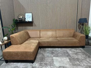 “GRATIS LEVERING” Cognac hoekbank! 295x195 beschikbaar voor biedingen