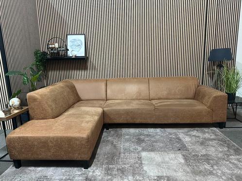“GRATIS LEVERING” Cognac hoekbank! 295x195, Huis en Inrichting, Banken | Bankstellen, Zo goed als nieuw, Hoekbank, Vierpersoons of meer