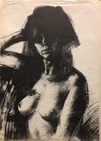 naakte vrouw met arm hoog rotaprent Jan Asselbergs, Antiek en Kunst, Kunst | Etsen en Gravures, Verzenden