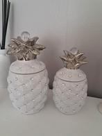 Ananas decoratie potten wit/zilver, Huis en Inrichting, Ophalen of Verzenden, Zo goed als nieuw, Wit, Minder dan 50 cm