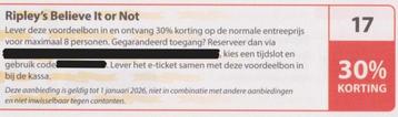 Ripley's Believe It or Not, Amsterdam. 30% korting Bon nr 17 beschikbaar voor biedingen