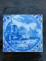 Delfts blauwe tegel met riviergezicht, Antiek en Kunst, Ophalen of Verzenden