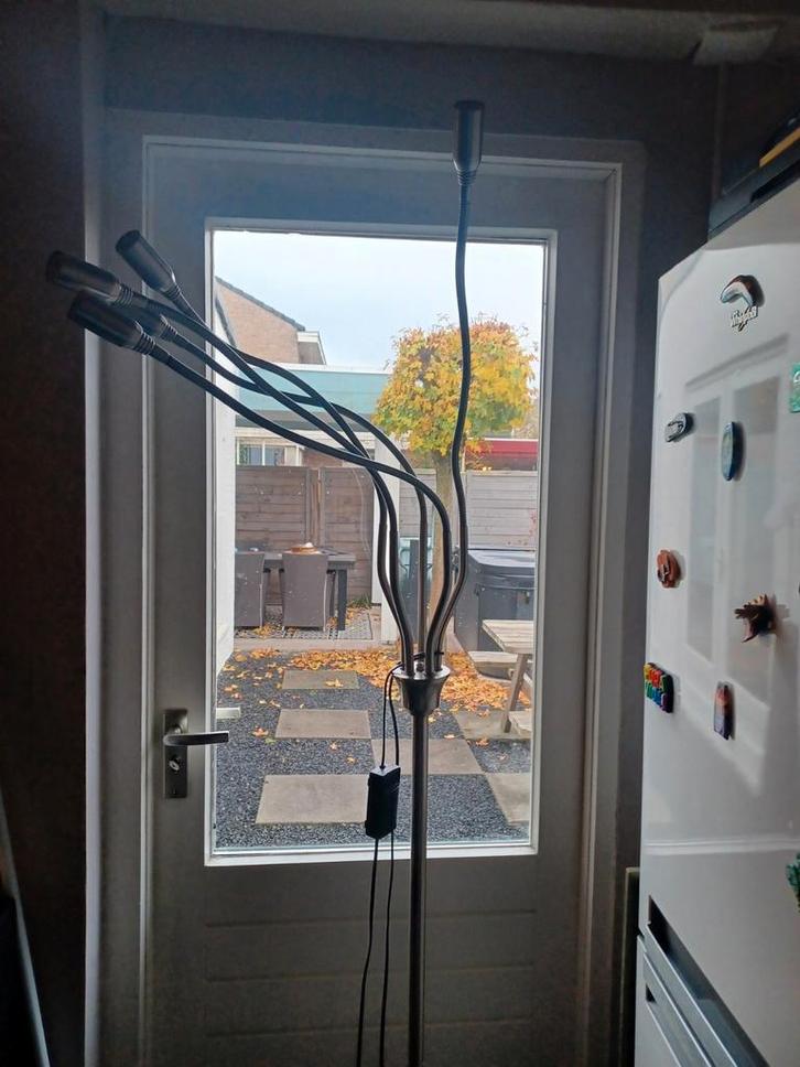 RVS Staande Lamp & Plafondlamp, Huis en Inrichting, Lampen | Vloerlampen, Gebruikt, 150 tot 200 cm, Metaal, Ophalen