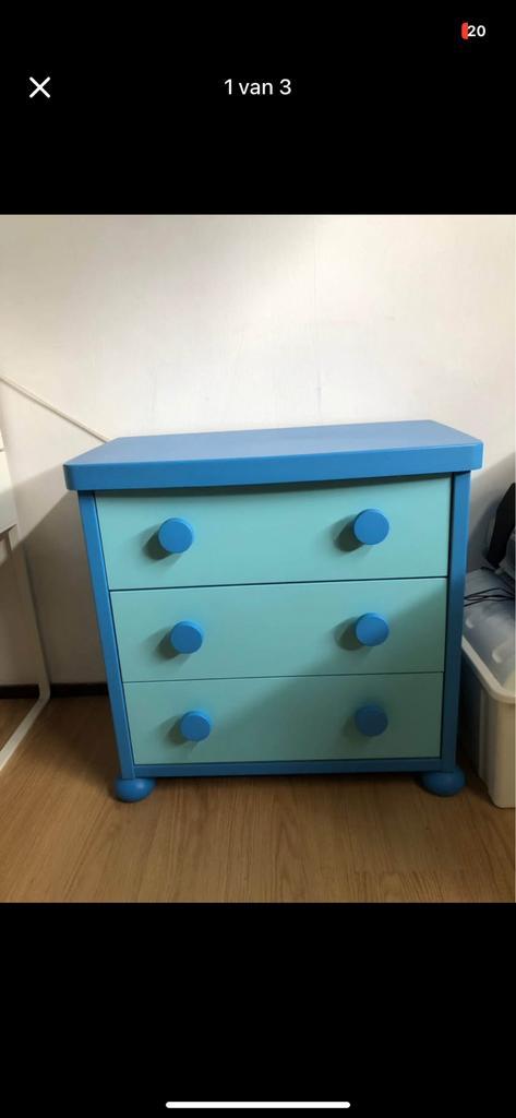 IKEA Mammut Ladekast Blauw - commode kast, Kinderen en Baby's, Kinderkamer | Commodes en Kasten, Zo goed als nieuw, Kast, Minder dan 90 cm