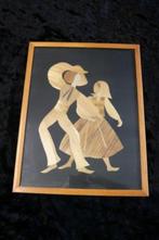 Schilderij achter glas Folkloristisch danspaar Oost  €30,00, Antiek en Kunst, Ophalen of Verzenden