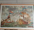 Schoolplaat Krijgsraad voor de Vierdaagse Zeeslag 1662, Antiek en Kunst, Antiek | Schoolplaten, Ophalen of Verzenden, Geschiedenis