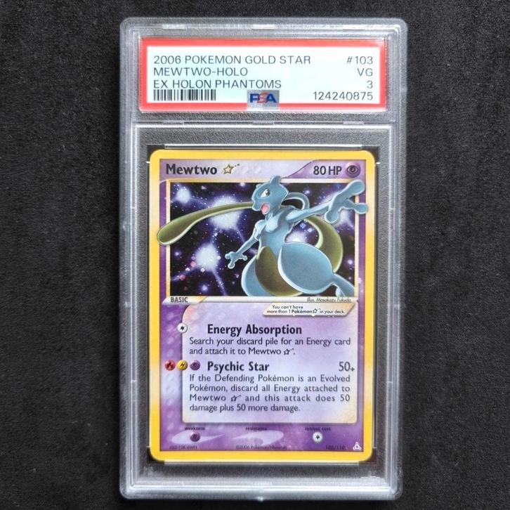 Mewtwo Gold Star #103 PSA 3, Hobby en Vrije tijd, Verzamelkaartspellen | Pokémon, Gebruikt, Losse kaart, Foil, Ophalen of Verzenden