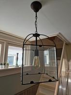 Ijzeren hanglamp met glas, Huis en Inrichting, Lampen | Hanglampen, Gebruikt, Ophalen, 75 cm of meer, Glas