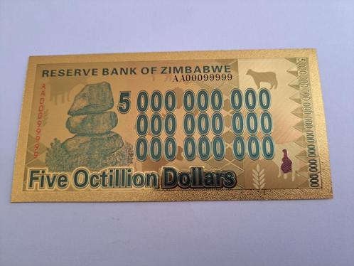 BILJET -ZIMBABWE - GOUDFOLIE-5 OCTILLION  DOLLAR ( 221 ), Postzegels en Munten, Bankbiljetten | Afrika, Zimbabwe, Ophalen