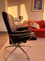 Stressless design fauteuil in leer, Ophalen of Verzenden, Gebruikt, Leer, 75 tot 100 cm
